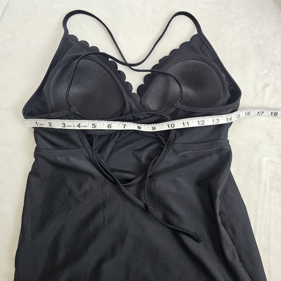 Motherhood Maternity BEACH BUMP salloped Tankini Top UPF 50+ BLACK - Picture 11 of 12